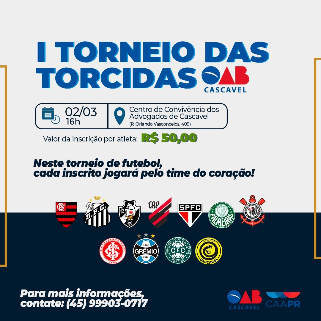 OAB Cascavel realiza Torneio das Torcidas para advogados